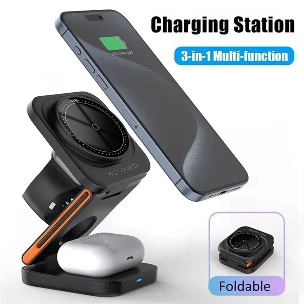 Wireless charging station for iPhone15 14 13 12 Pro Apple Watch 8 9 Airpods